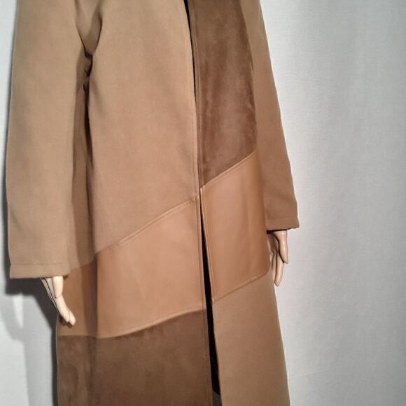 Kenneth Cole New-York Tan Block Open COAT Caramel Women Size XL - Picture 3 of 9
